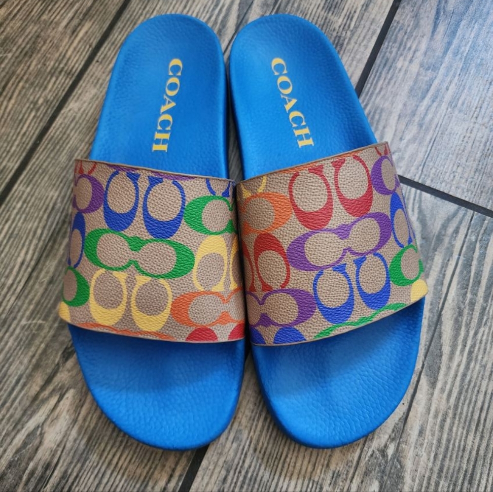 Coach Rainbow Signature Slides Sandals